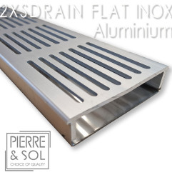 Large stainless steel drainage channel Height 2 cm - 2XSDRAIN FLAT Aluminum grid - LINE ECO