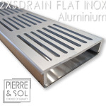 Grote RVS afvoergoot Hoogte 2 cm - 2XSDRAIN FLAT Aluminium rooster - LINE ECO Grote RVS afvoergoot Hoogte 2 cm - 2XSDRAIN FLAT Aluminium rooster - LINE ECO