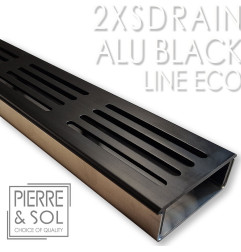 Caniveau Inox Hauteur 2 cm - 2XSDRAIN Grille Aluminium Black - LINE ECO