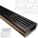 Canaletta in acciaio inox Altezza 2 cm - 2XSDRAIN Griglia in alluminio nero - LINEA ECO