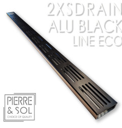 Канал из нержавеющей стали Высота 2 см - 2XSDRAIN EASY Черная алюминиевая решетка - LINE ECO