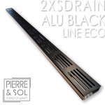 Canal de aço inoxidável Altura 2 cm - 2XSDRAIN Grelha de alumínio preta - LINE ECO