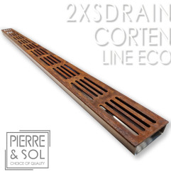 Caniveau Inox Hauteur 2,5 cm - 2XSDRAIN EASY Grille Acier Corten - LINE ECO