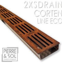 Canal de acero inoxidable Alto 2,5 cm - 2XSDRAIN Rejilla de acero corten - LINE ECO