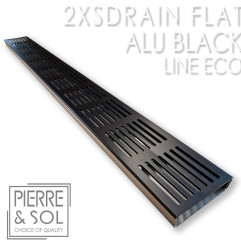 大型不锈钢排水沟高度 2 厘米 - 2XSDRAIN FLAT 黑色铝网格 - LINE ECO