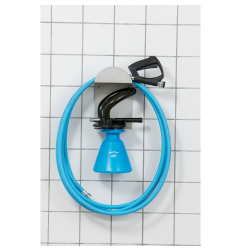 Tubo flessibile per acqua calda 10 metri - blu/bianco, PVC rinforzato max. 70°C, massimo. 20 bar - Vikan