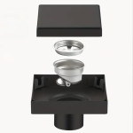 Ralo de piso quadrado ranhurado 10x10 cm – aço inoxidável 304 preto Ralo de piso quadrado ranhurado 10x10 cm – aço inoxidável 304 preto