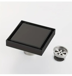 Siphon de sol à fente carré 10x10 cm – Inox 304 Noir