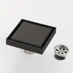 Ralo de piso quadrado ranhurado 10x10 cm – aço inoxidável 304 preto