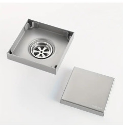 Square slotted floor drain 10x10 cm – 304 stainless steel