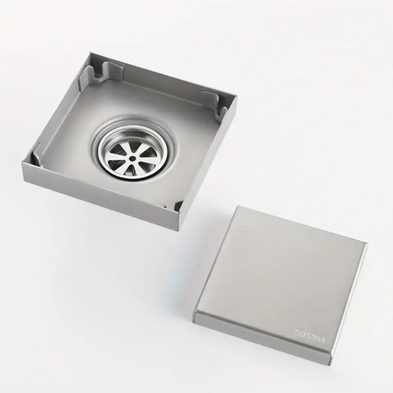 Avaloir de sol à fente carré 10x10 cm – Inox 304 Avaloir de sol à fente carré 10x10 cm – Inox 304