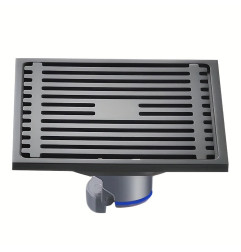 Ralo de piso XECO Inox 10x10 cm Linha Dark – Aço inoxidável 304