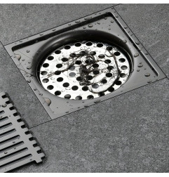 XECO Inox vloerafvoer 10x10 cm Line Dark – roestvrij staal 304