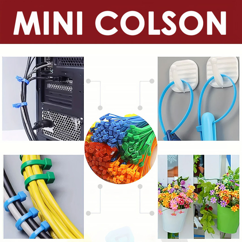 100 mini-kabelbinders - zelfvergrendelende nylon kabelbinders