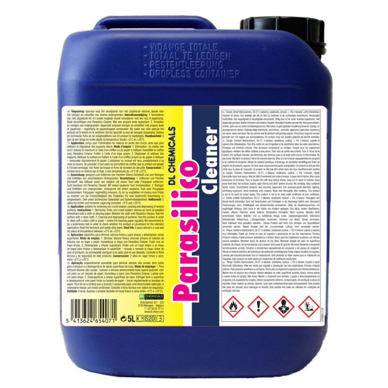 Parasilico Cleaner - voor het verwijderen van siliconensporen van glas en hard PVC - DL Chemicals