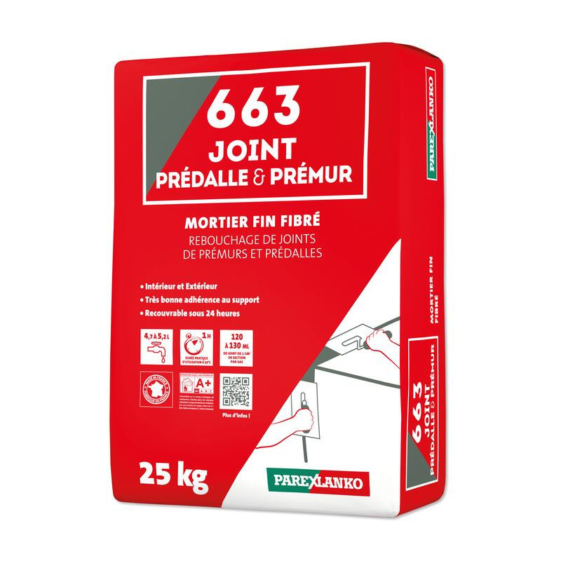 663 Voeg Prédalle Premur - Fijne vezelversterkte mortel voor het vullen van voegen - Parexlanko 663 Voeg Prédalle Premur - Fijne vezelversterkte mortel voor het vullen van voegen - Parexlanko