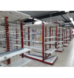 3 gôndola grade de fundo duplo H 240 cm, L-4 metros-2 faces-oportunidade-pedra-chão