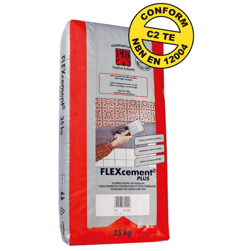 FLEXcement Plus - Flexibler Baukleber für Fliesen - PTB Compaktuna