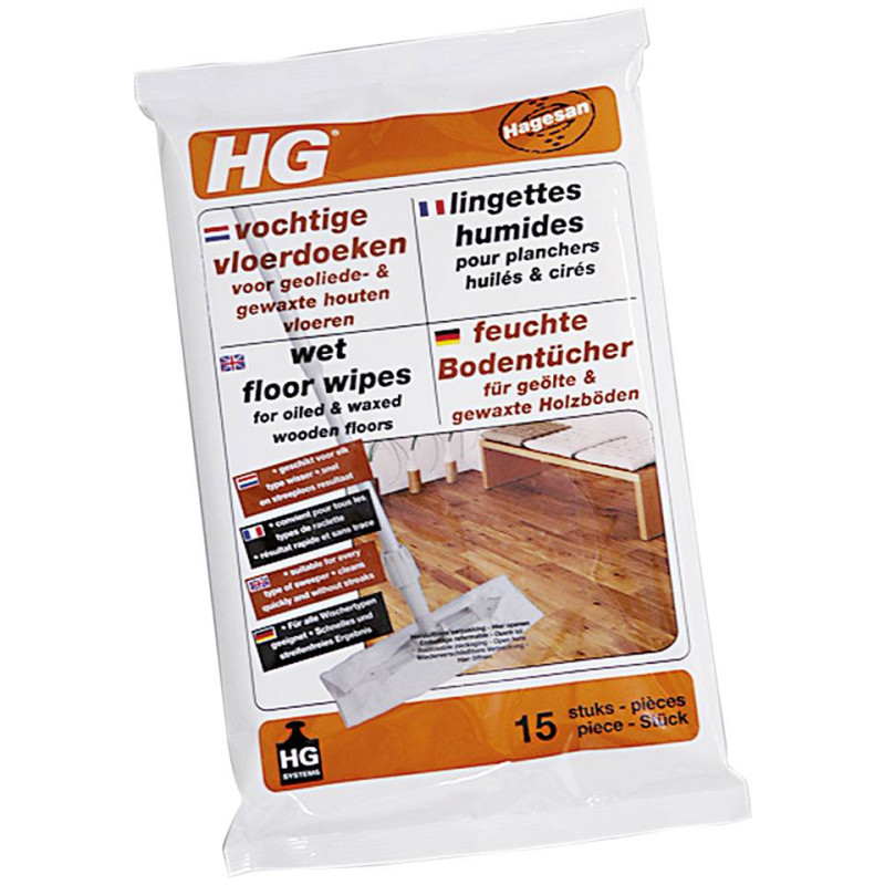 Lingettes humides pour planchers huilés et cirés - HG