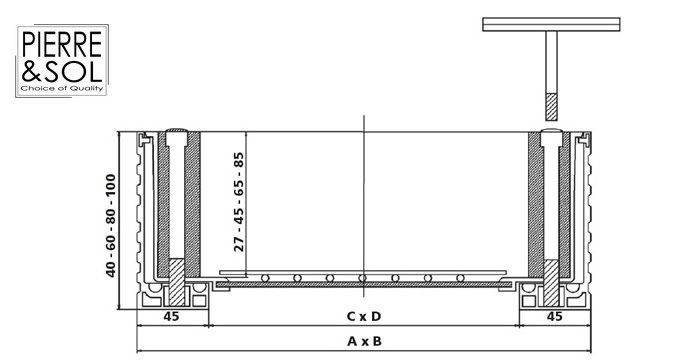 Dimensions couvercle à carreler L&S EURO PRO