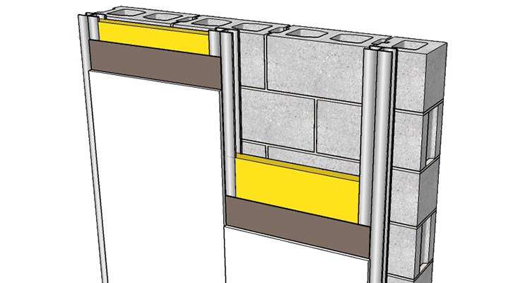 InsulMass 5.3 ST application in a wall between rooms.