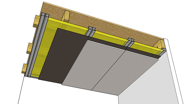 Anwendung von InsulMass 5.3 ST in einer Zwischendecke.