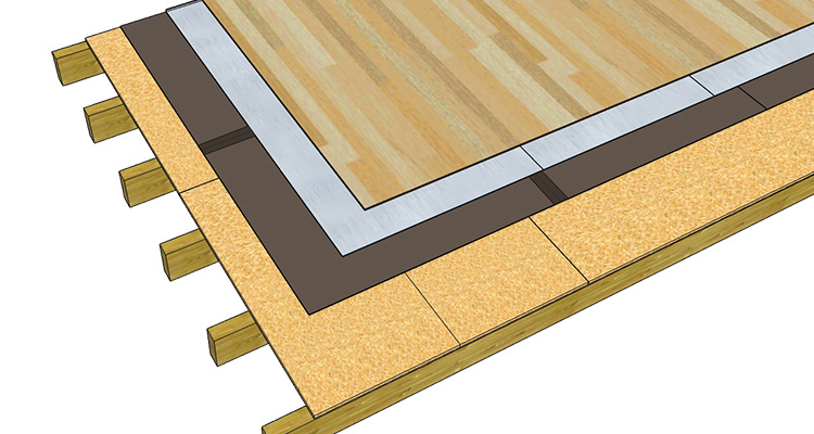 InsulMass 7.5 application dans un plancher en bois.